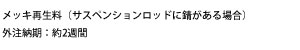 メッキ再生料（サスペンションロッドに錆がある場合）外注納期：約2週間